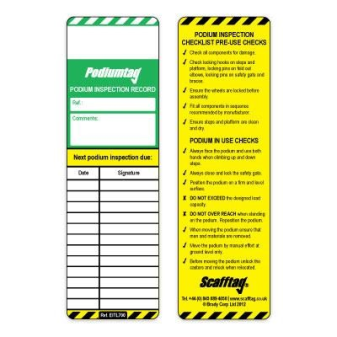 Scafftag Podium Inspection Inserts | Fixmart